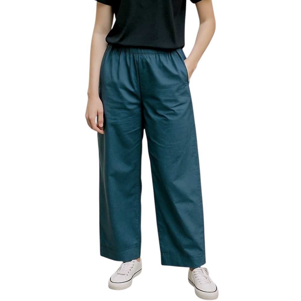 Bohemian Linen Blend Pants 14 Green Wide Leg